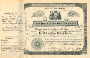 New York and Ottawa Railroad Co. transferred to F.W. Vanderbilt, not signed